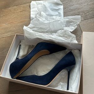 Jimmy Choo navy blue stiletto shoes